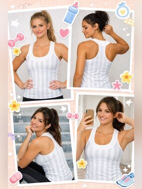 Lululemon white striped tank top size 4